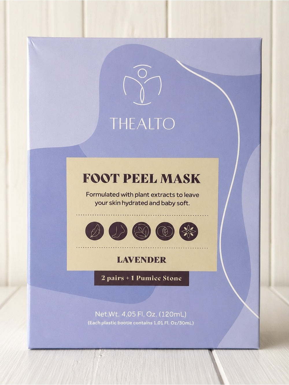 THEALTO Lavender Foot Peel Mask 2 Pairs + Pumice Stone Exfoliating Foot Treatmen